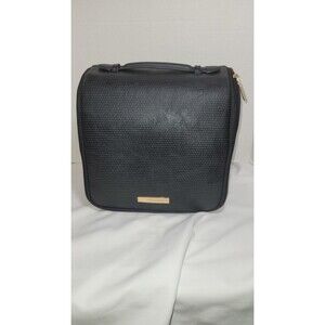 Tartan + Twine Hanging Toiletry Bag Black Perforated Travel Organizer Pre-owned